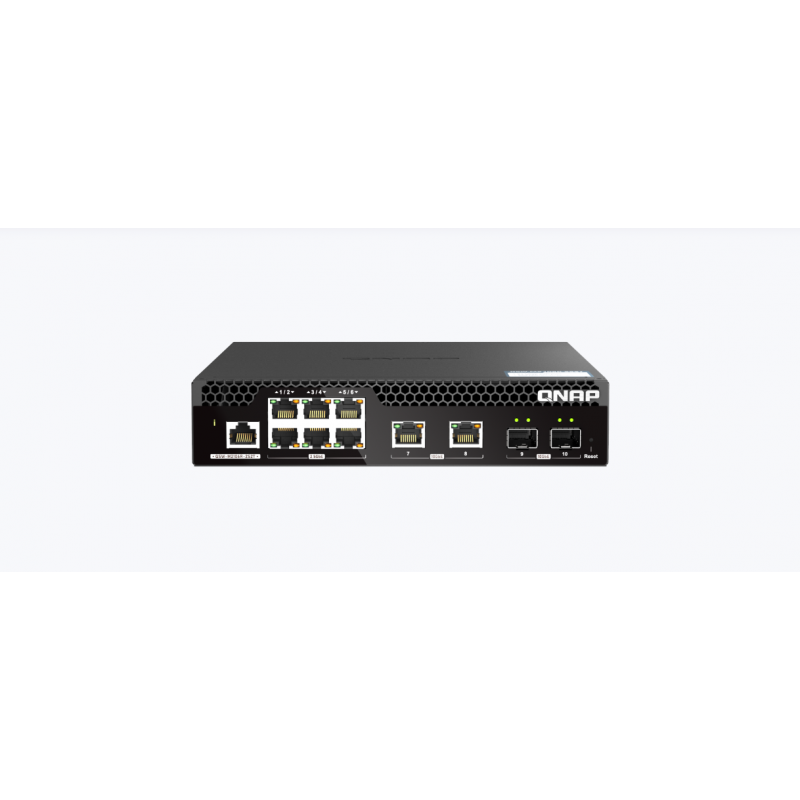 Switch QNAP M2106R CPU Marvell 98DX2528, 6 porturi 2.5Gbps, 2 porturi 10Gbps SFP+, 2 porturi 10GbE RJ45, rackabil, web-managed, garantie2 ani