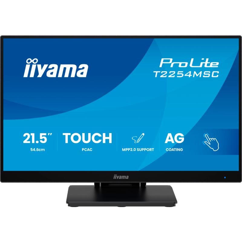 Iiyama ProLite T2254MSC-B2AG - LED monitor 22 inch 21.5 inch viewable touchscreen 1920 x 1080 Full HD 1080p 100 Hz IPS 300 cd m2 1300 1 4 ms HDMI DisplayPort speakers matte black T2254MSC-B2AG
