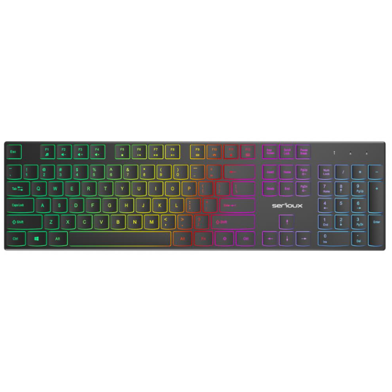 Tastatură office cu iluminare * Mod: USB cu fir * Număr tastă: 104 * Material: ABS * Culoare: Negru * Layout: SUA * Tip interfață: USB * Dimensiune: 438*126*26 mm * Compatibil cu Windows 2000/XP/Vista/Windows7/8/10/Mac