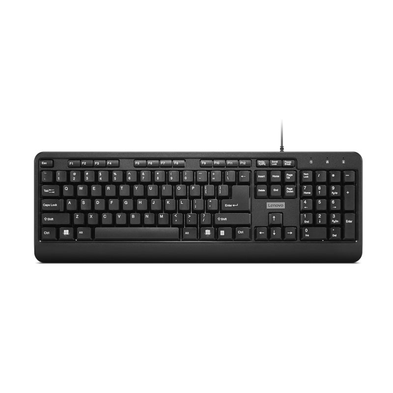 Tastatura Lenovo 160 Wired,  Interfata tastatura: USB, Numar taste: 104, Lungime cablu: 1.5m, Culoare: Negru, Tehnoligie: Cu fir, Dimensiuni (mm): 447 x 25 x 152, Greutate: 524g, Garantie: 1 an