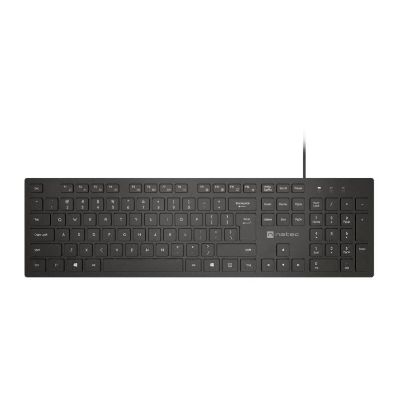 Tastatura Natec Herring Slim, membrana, lungime cablu 150cm, 105 taste, layout ANSI-ISO, negru