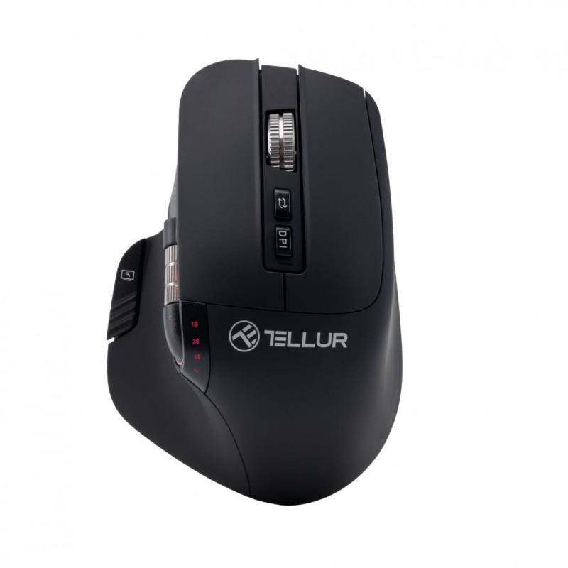 Mouse wireless Tellur Shade, silent click, rezolutie maxima 3200 DPI, iluminare RGB, negru