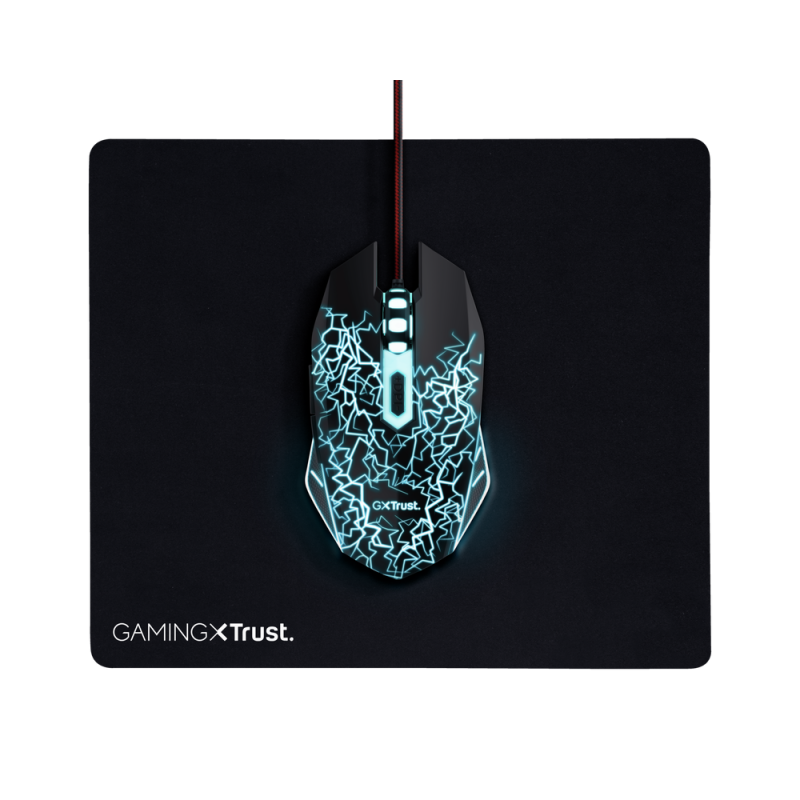 Kit Trust Basics gaming, mouse rezolutie 4000 DPI + mousepad negru