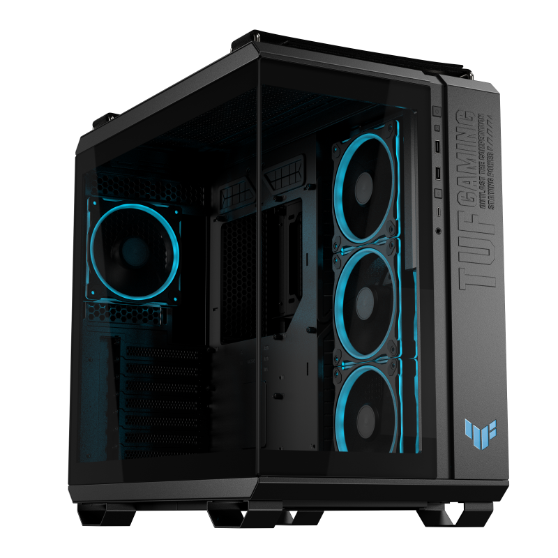 Carcasa ASUS TUF GAMING GT502 HORIZON Mid Tower ARGB NEGRU, Tempered Glass, Sloturi Expansiune 8+ 3 aditional verticale, Drive Bays: 2x3.5