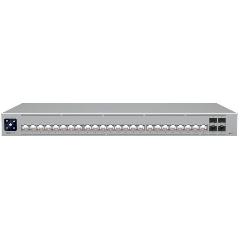 Ubiquiti Layer 3 Etherlighting switch USW-PRO-HD-24-EU, (22) 2.5 GbE, (2) 10 GbE ports, (4) 10G SFP+ ports. DC power backup ready