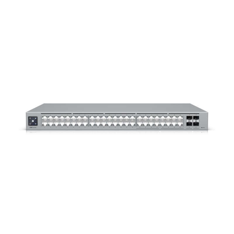 Ubiquiti Unifi Pro Max, Ethernet În-Band, (32) Porturi GbE RJ45, (16) Porturi 1/2,5 GbE RJ45, (4) Porturi 10G SFP+, 224 Gbps, sursa alimentare AC/DC, internă, 100W