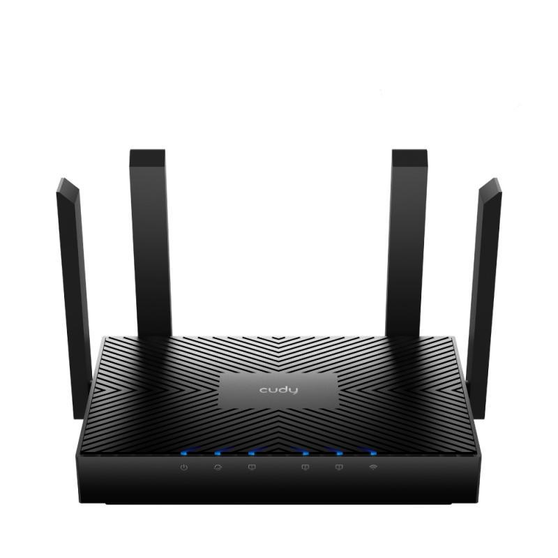 CUDY AX3000 Gigabit Dual Band Wi-Fi 6 Mesh Router, Chipset MT7981BA+MT7976CN+MT7531AE, 802.11ax/ac/a/b/g/n, 2402Mbps at 5GHz + 574Mbps at 2.4GHz, 4 10/100/1000Mbps Ports, 4 x 5dBi fixed antennas, WiFi router/AP/ Repeater/WISP Mode, PPTP/L2TP/OpenVPN/WireG