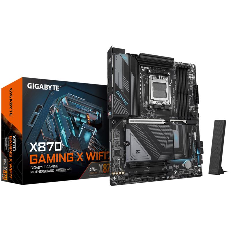 GIGABYTE MB X870 GAMING X WIFI7 (AM5, 4x DDR5 256GB, 1x PCIe 5.0 x16x16, 2x PCIe 3.0 x16x1, 1x M.2 PCIe 5.0, 2x M.2 PCIe 4.0, 4x SATA, 2x USB4 Type-C, 1x USB 3.2 Gen2, 3x USB 3.2 Gen1, 4x USB 2.0, 1x HDMI, MediaTek Wi-Fi 7, 2.5GbE LAN, ATX)