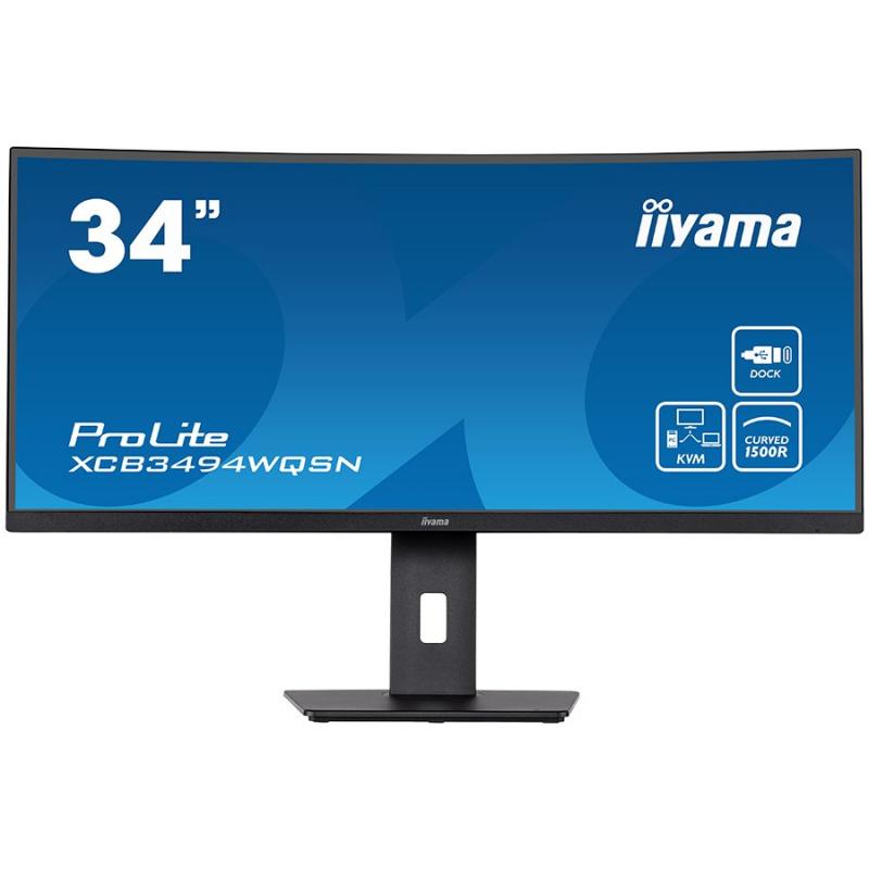 IIYAMA XCB3494WQSN-B5 34inch ETE UW IPS-panel 3440x1440 FreeSync 120Hz 300cd/m2 0.4ms MPRT HDMI DP KVM USB-C Dock USB3.0x3 Speakers