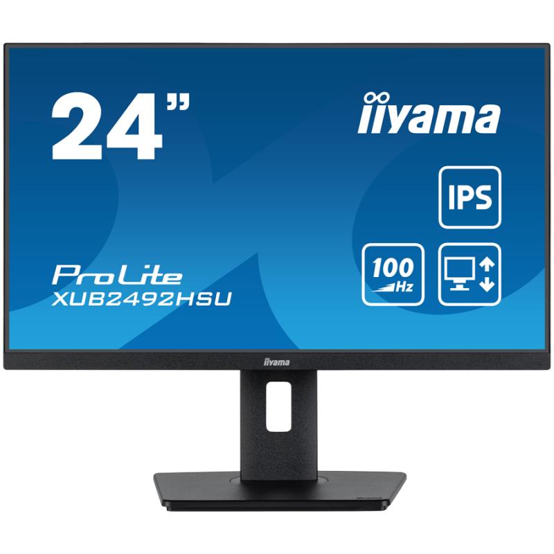 IIYAMA Monitor LED XUB2492HSU-B6 24” IPS 1920 x 1080 @100Hz 250 cd/m² 1300:1 0.4ms HDMI DP USBx4 height, swivel, tilt, pivot (rotation both sides)
