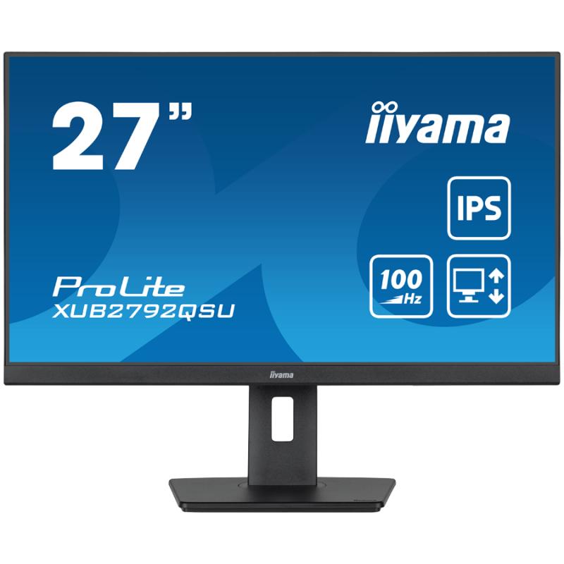 IIYAMA Monitor LED XUB2792QSU-B6 27” WQHD IPS 2560 x 1440 @100Hz 250 cd/m² 1300:1 0.4ms MPRT HDMI DP 4xUSB 3.2 Full Ergonomic
